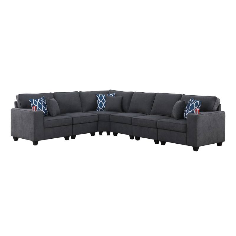 Nid Reversible RAF L Shaped Sectional Sofa, Stone Gray Woven, 125 Inch