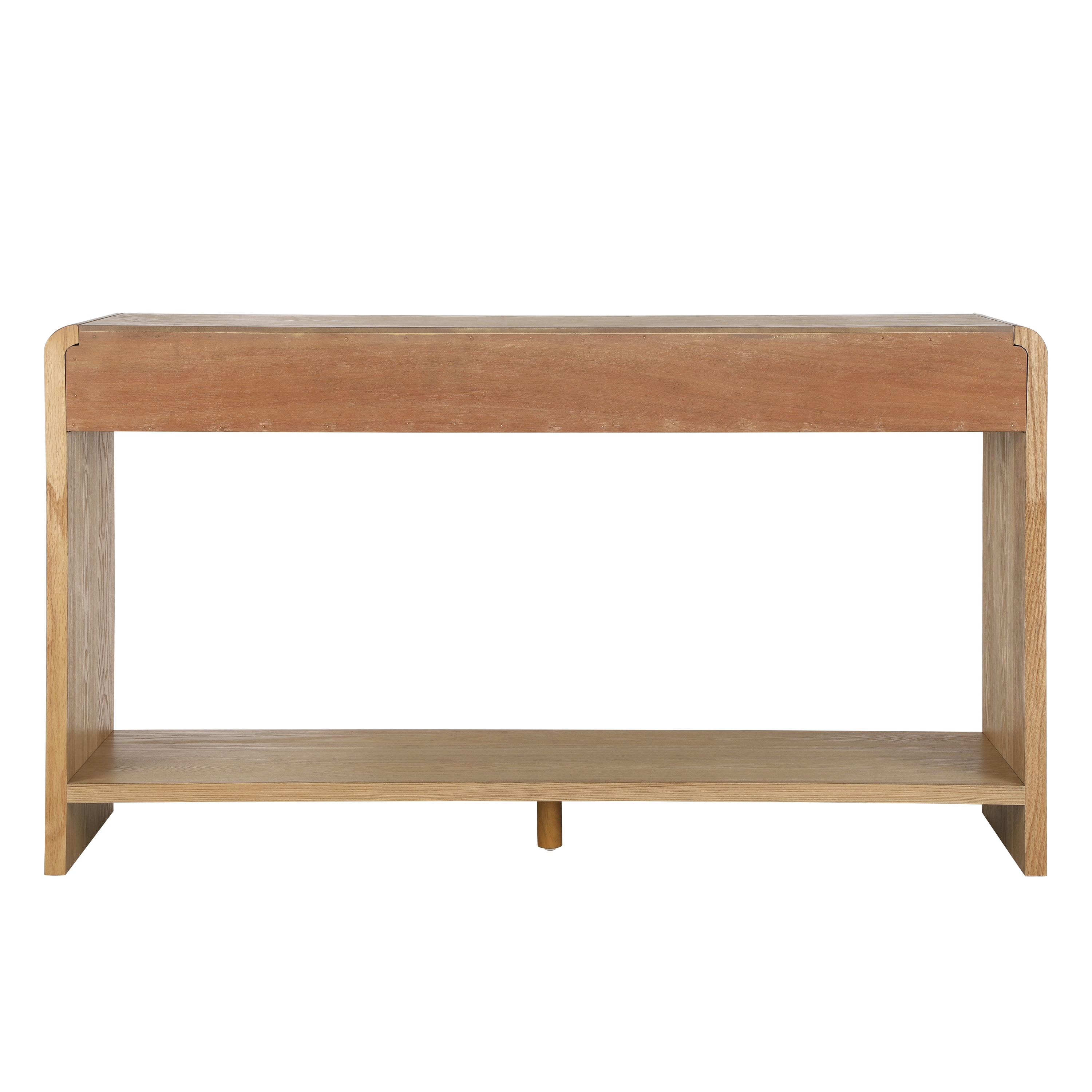 Retro Round Edge Console Table with Vertical Slats, 59
