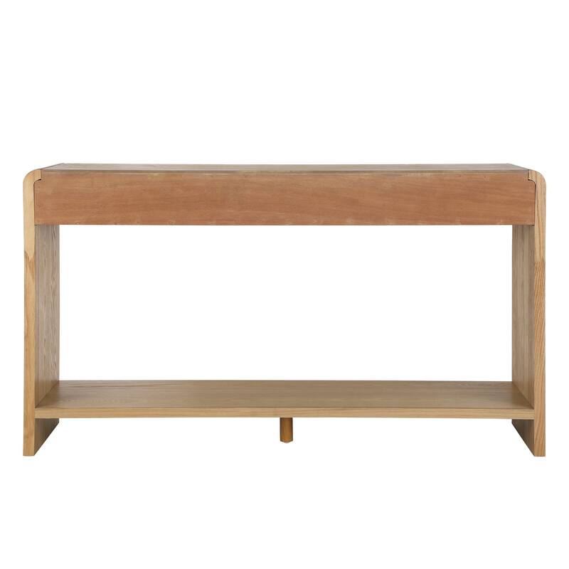 Round Edge Design Modern Console Table with Vertical Slats