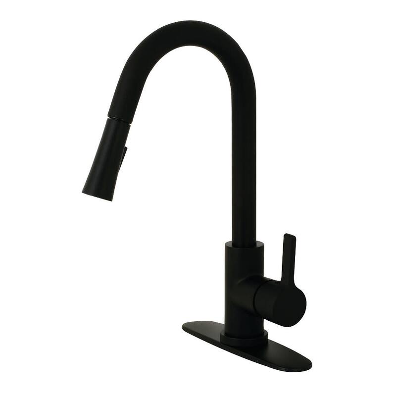 Kingston Brass Continental 1.8 GPM Single Hole Pull Down Kitchen - Matte Black
