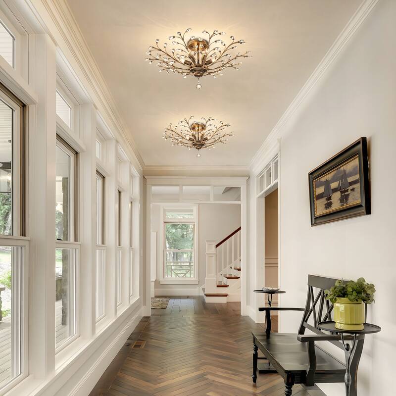 Starsky 5-Light Vintage Crystal Branch Semi-Flush Mount