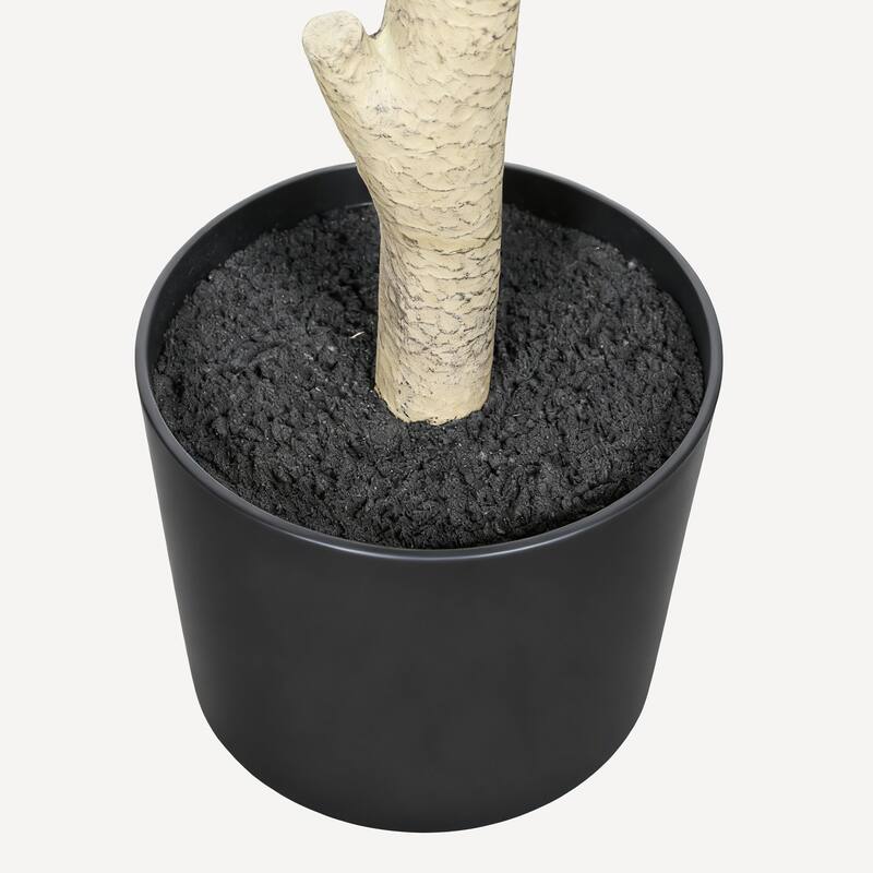 7" Artificial Fiddle Leaf Fig Tree in Black Plastic Pot