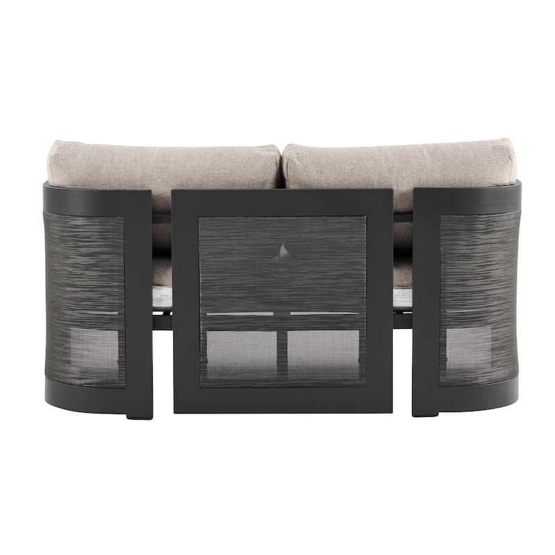 Christopher Knight Home - Aluminum 4-Piece Outdoor Conversation Seating Set with Mesh Panels and Olefin Cushions (No table)