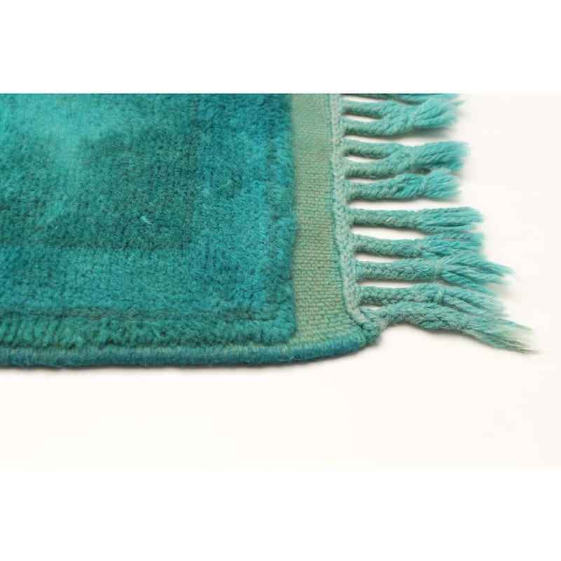 ECARPETGALLERY Hand-knotted Color Transition Teal Wool Rug - 2'8 x 9'0