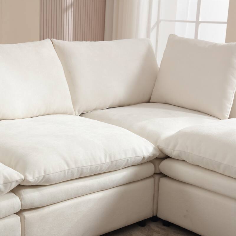 Flexible U-Shaped Modular Sofa with Reversible Cushions, Seating for 5