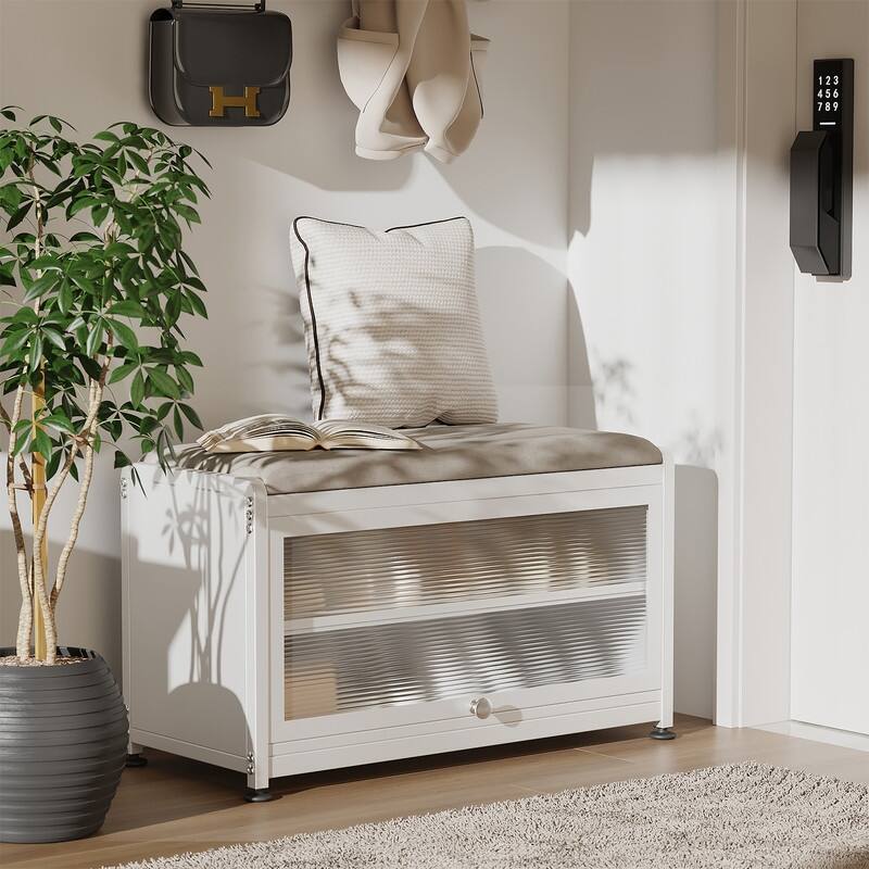 2-Tier Flip-Up Shoe Bench with Storage – 286lb Capacity, Soft Seat & Magnetic Closure