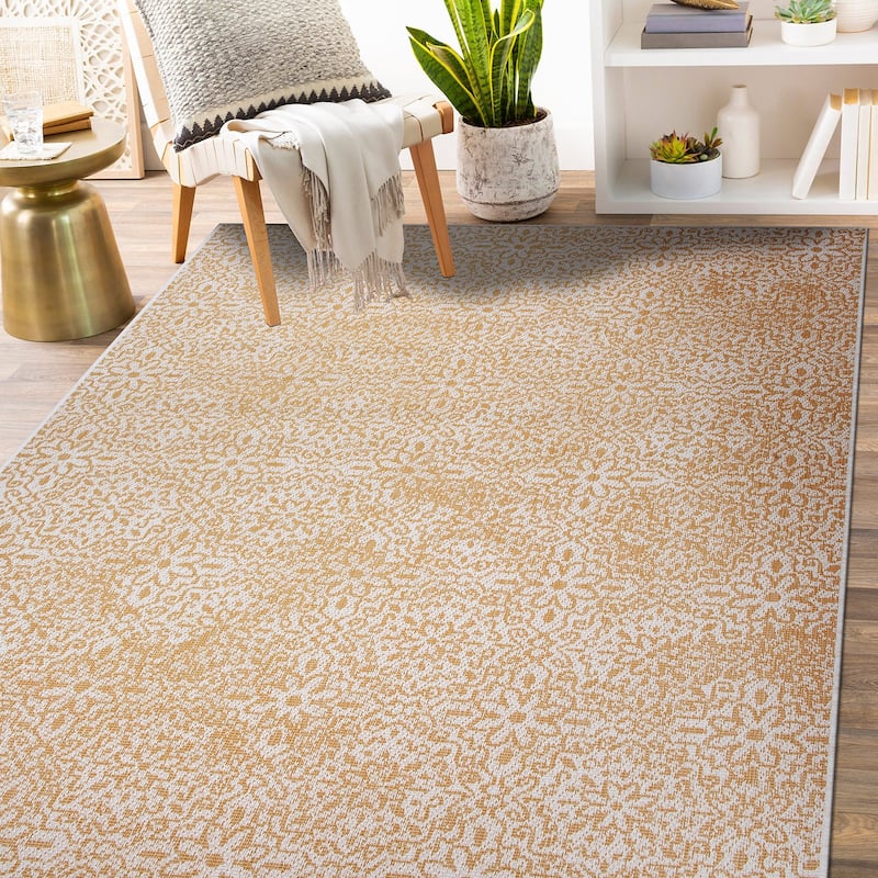 World Rug Gallery Contemporary Flowers Indoor/Outdoor Area Rug