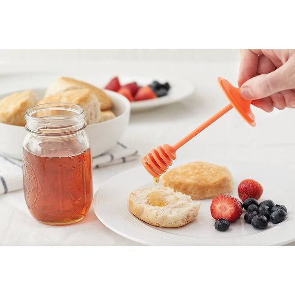 Jarware 82623 Honey Dipper Lid For Regular Mouth Mason Jars Orange Overstock 31764637