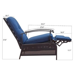 Sunbathing Lounger Lounge Chair with Extendable Metal Frame, Blue - Bed ...