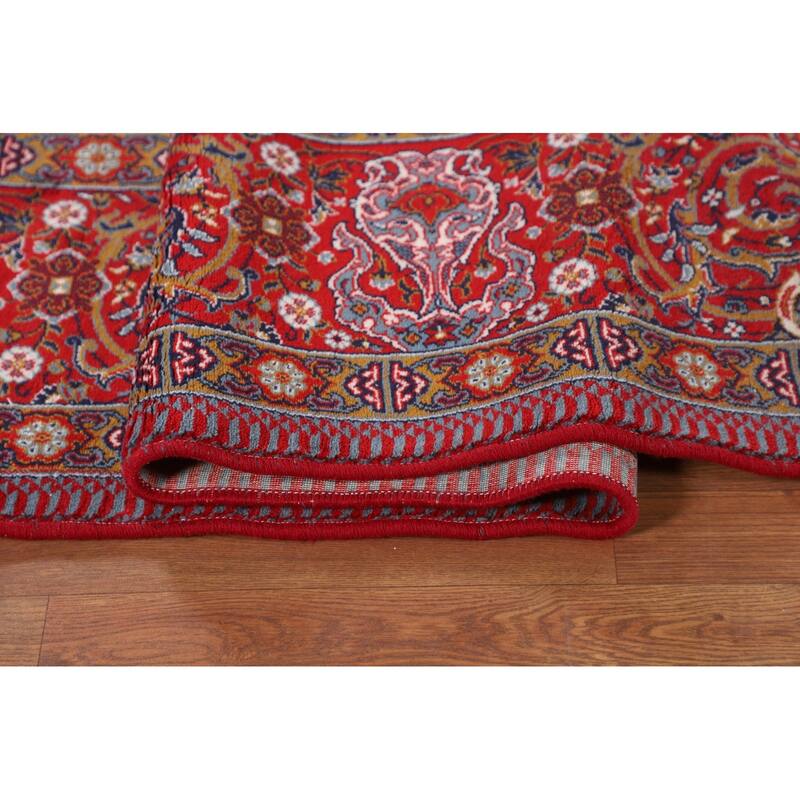 Red Pictorial Animals Kashan Turkish Area Rug Machine Made Carpet - 9'7" x 13'2"