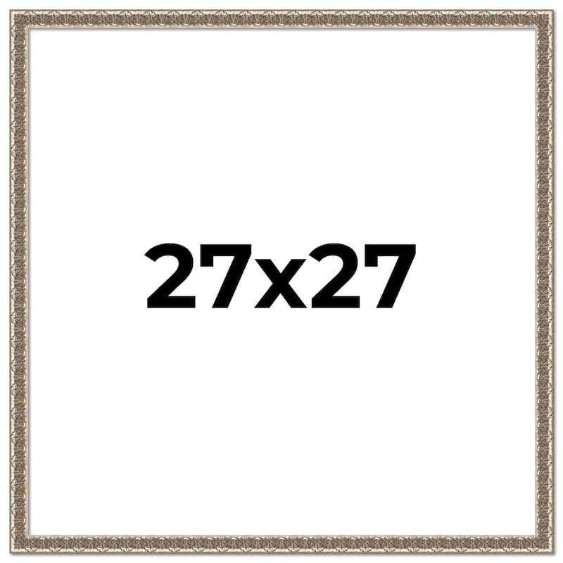 27x27 Frame Silver Versailles Ornate Solid Wood Picture Frame | 1 Inch