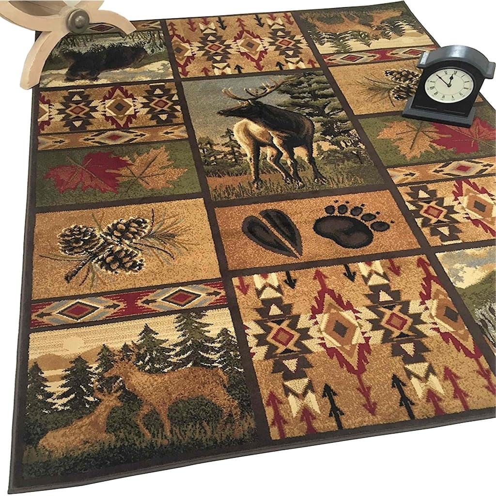 HR Cabin Area Rug Modern Geometric South-Western Design Cabin Area Rug - 7’6” x 10’1”