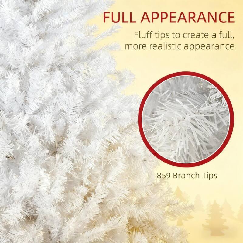 Pre-Lit White Artificial Christmas Tree - Warm White LED Lights, Auto Open, Steel Base, Home Decor