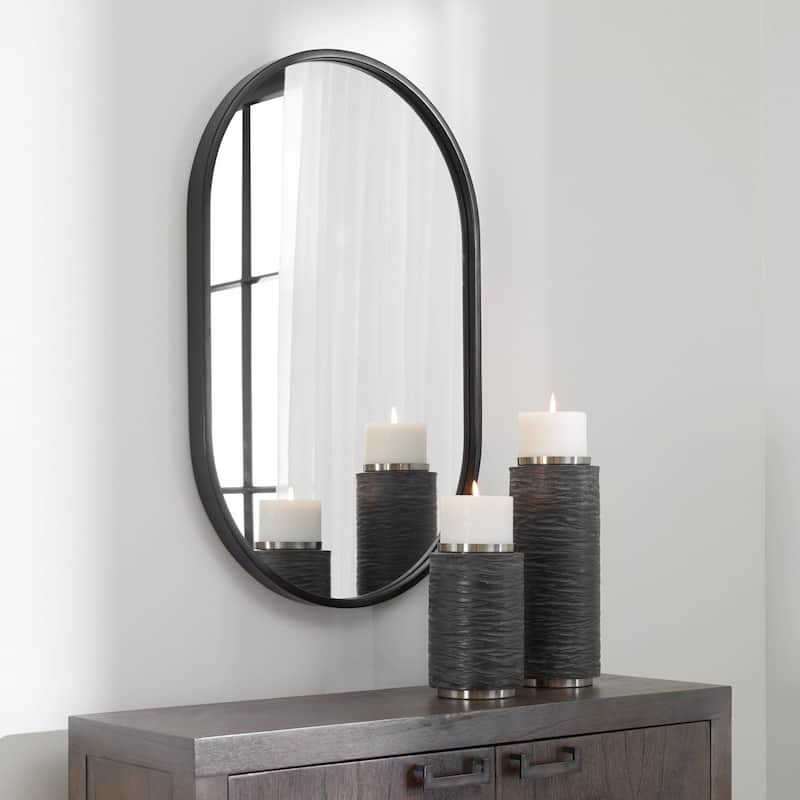 Oval Wall Mirror - 32" - Black