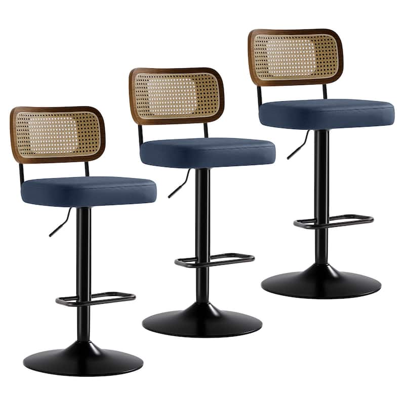 Adjustable Height Swivel Bar Stools with Back and Footrest - 17.7"W x 15.75"D x 35"-42.9"H