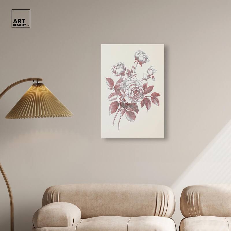Breezy Red Pencil Blooms II Canvas by Art Remedy, Gallery Wrapped