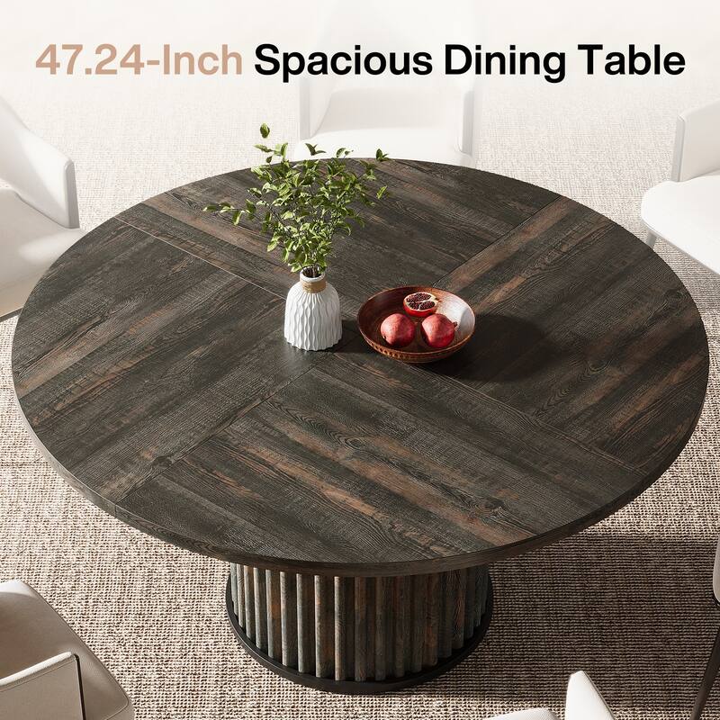 47-inches Round Dining Table for 4-6, Modern Kitchen Table with Heavy Duty Base - 47.24" W x 47.24" D x 29.92" H
