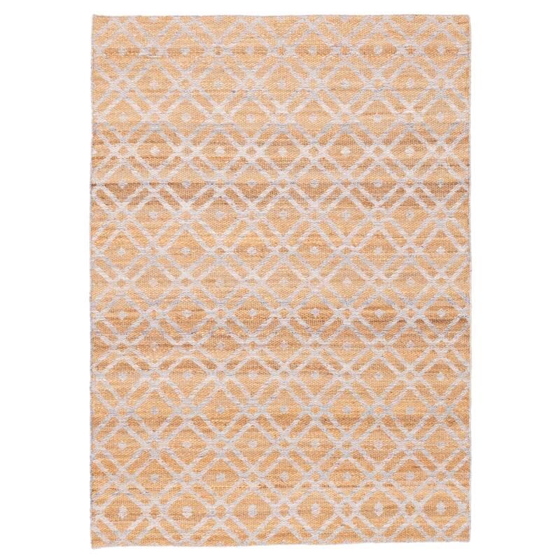 ECARPETGALLERY Flat-Weave Palas Denizli Tan Jute, Rayon Kilim - 5'3 x 7'5