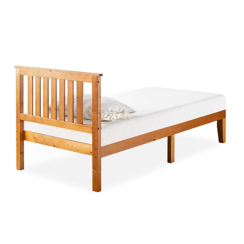 Solid Wood Platform Bed with Paneled Headboard Multiple Colors