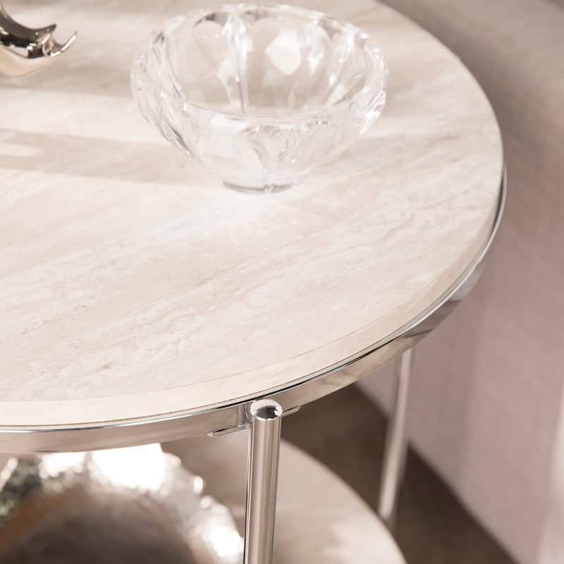 SEI Furniture Henderson Round Faux Marble Side Table