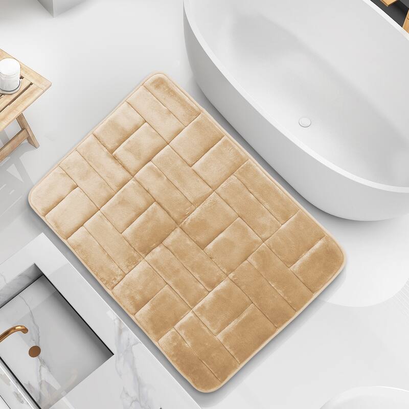 Clara Clark Ultra Soft Non Slip and Absorbent Bath Rug - Tiled Velvet Memory Foam Bath Mat