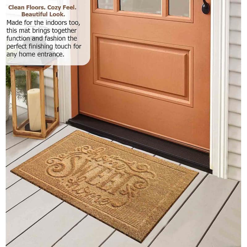 Gardenised Heavy Duty Coco Coir Doormat Non Slip PVC Baking Embossed Welcome Design Natural Coconut Fiber Floor Mat 18x30"