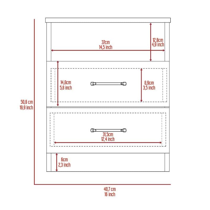 Brookeline 2-Drawer 1-Shelf Rectangle Nightstand Light Grey