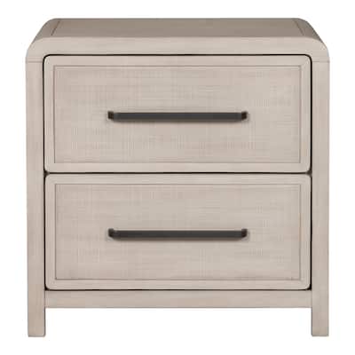 Furniture of America Billet Modern Natural Oak Wood 2-Drawer Nightstand with USB Ports