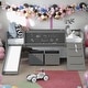 preview thumbnail 2 of 17, Twin size Loft Bed With 2 Storage Boxes and Climbing Frame And Rope