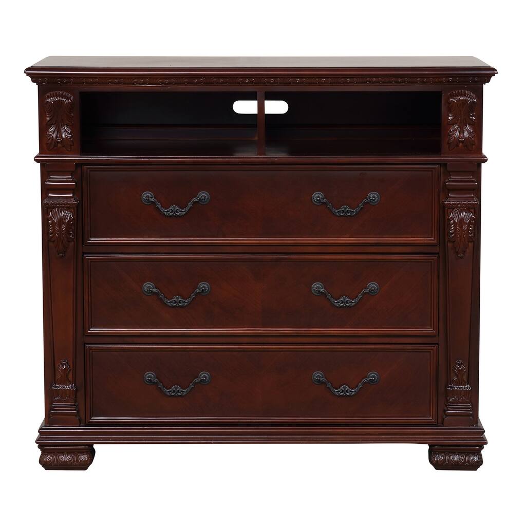 Lyndon Cherry 3-Drawer 48 in. Chest of Drawers