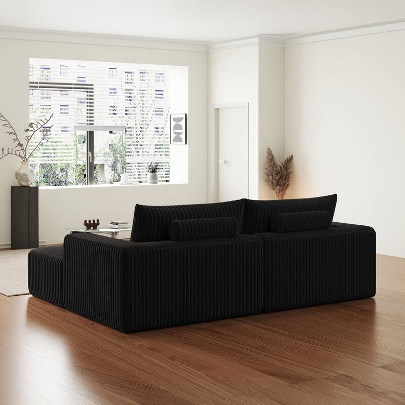 102" Corduroy Cloud Sofa Oversized Modular Sleeper Sofa for Livingroom Plush Sectional Loveseat with 2 Removable Footstool