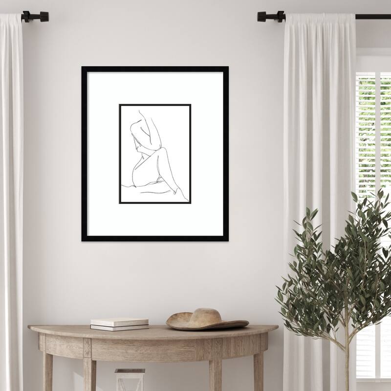 Nude Contour Sketch No. 1 by Ethan Harper Wood Framed Wall Art Print