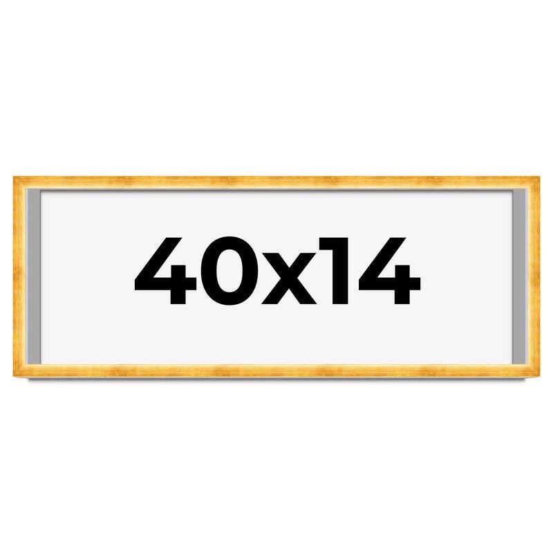 40x14 Shadow Box Frame Gold | 1.625 Inches Deep Real Wood Traditional
