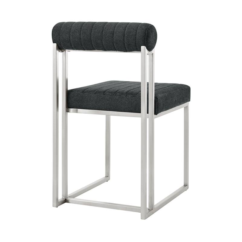 HomeRoots Set of Two Gray And Silver Upholstered Polyester Open Back Dining Side Chairs