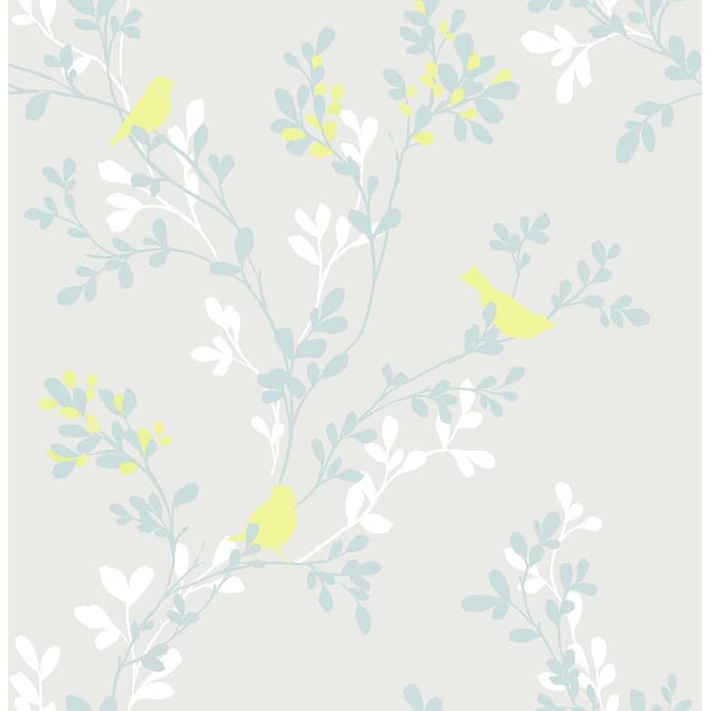 Brewster Chirp Grey Birds & Trees Wallpaper - 20.5in x 396in x 0.025in