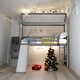 preview thumbnail 15 of 26, Modern Twin Size Loft Bed House Bed With Two Storage Drawers and Slide For Bedroom,Dorm,Kids