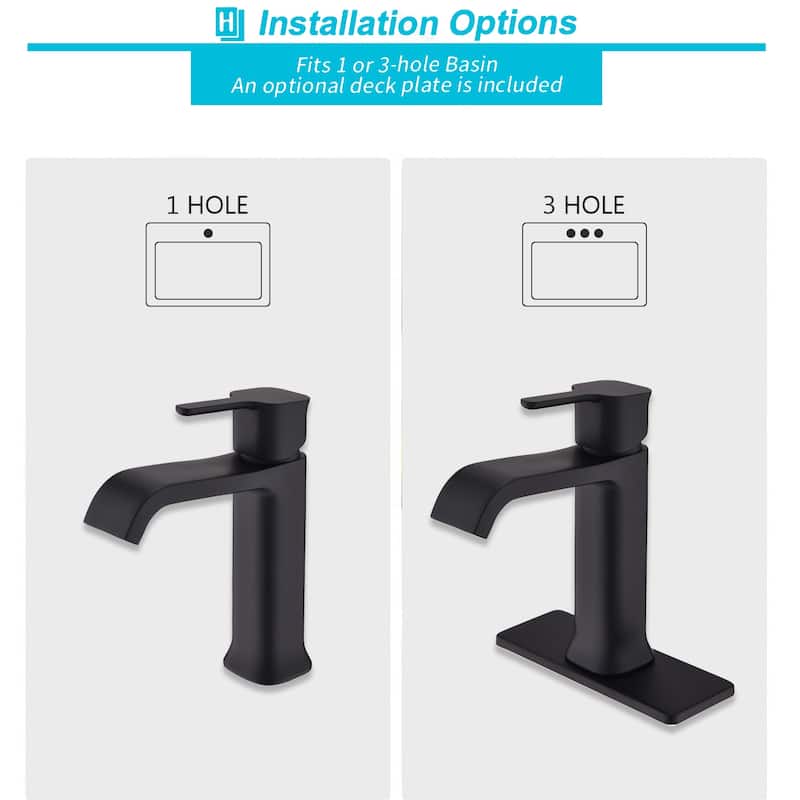 BATHLET Bathroom Single Handle Faucet Pop Up Drain For 1/3-Holes Installation