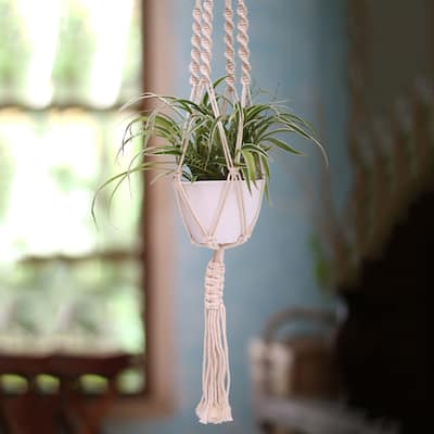 Novica Handmade Lounging Plant Hand-Woven Plant Hanger