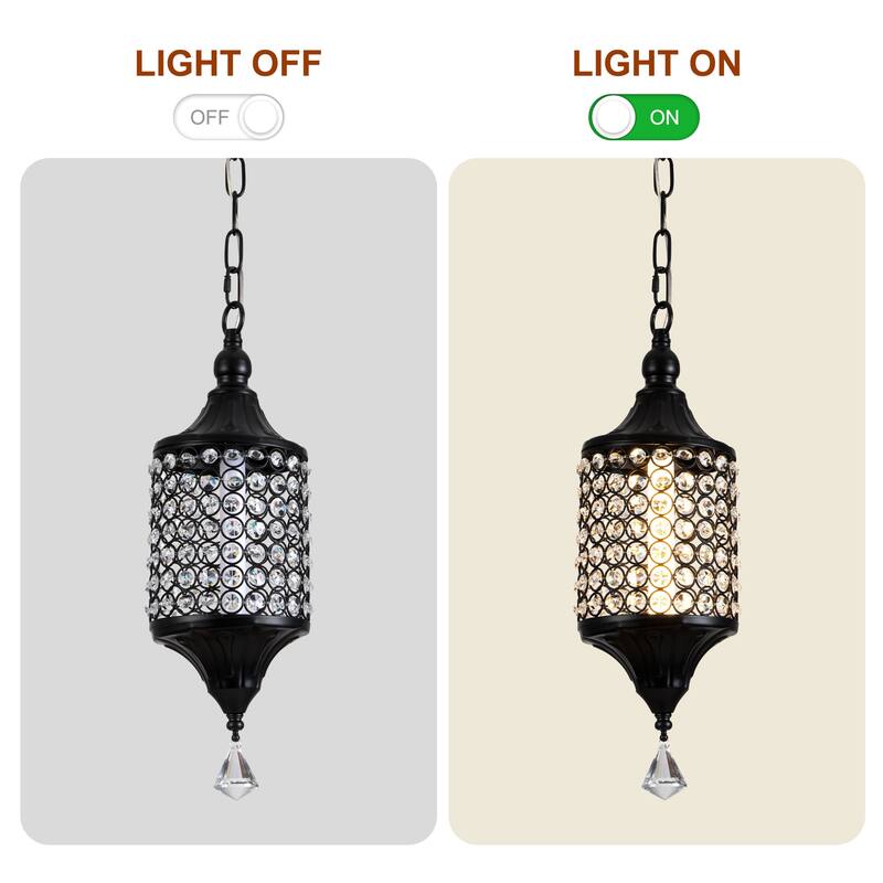 CurveCurio 7" Classic Crystal Pendant w Dimmable LED Light, Adjustable Hanging Chain up to 70 inches
