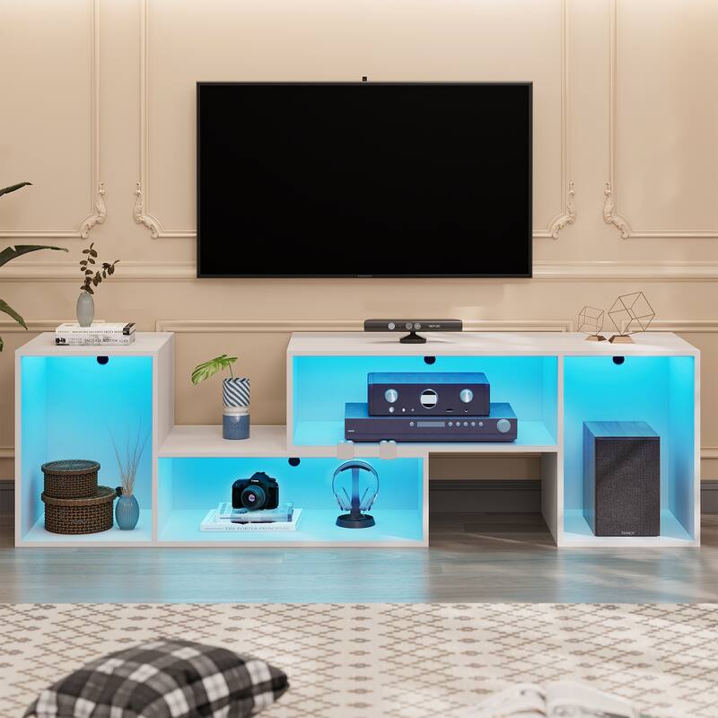 Moasis Modern DIY TV Stand Deformable Entertainment Center with LED Light Strip