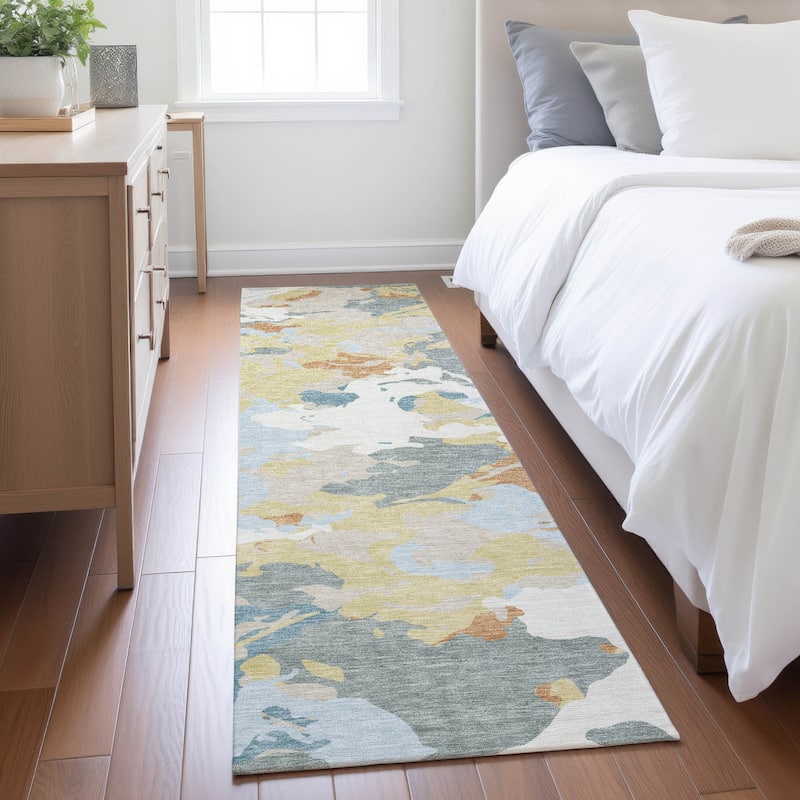 Machine Washable Indoor/ Outdoor Abstract Mexi Chantille Rug