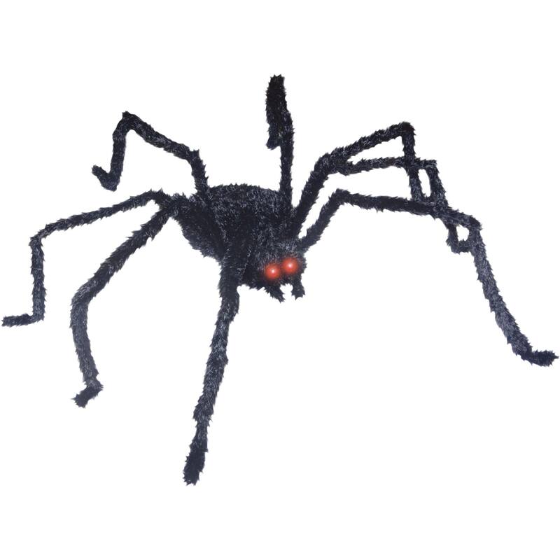 60" Black Light Up Spider Long Hair Halloween Prop