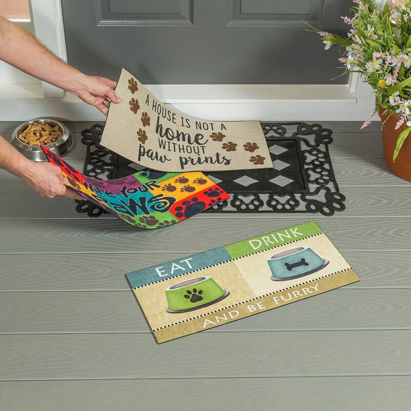 A House is Not a Home Without Paw Prints Burlap Sassafras Switch Mat