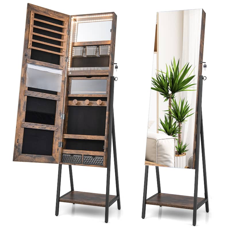 Costway Jewelry Cabinet Armoire 3 Color LED Modes Full-Length - See Details