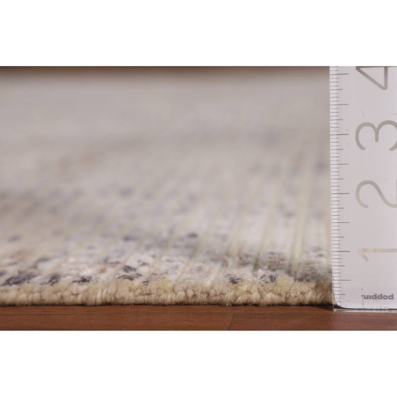 Beige Modern Area Rug Hand-Knotted Abstract Wool Carpet - 6'6"x 9'9"