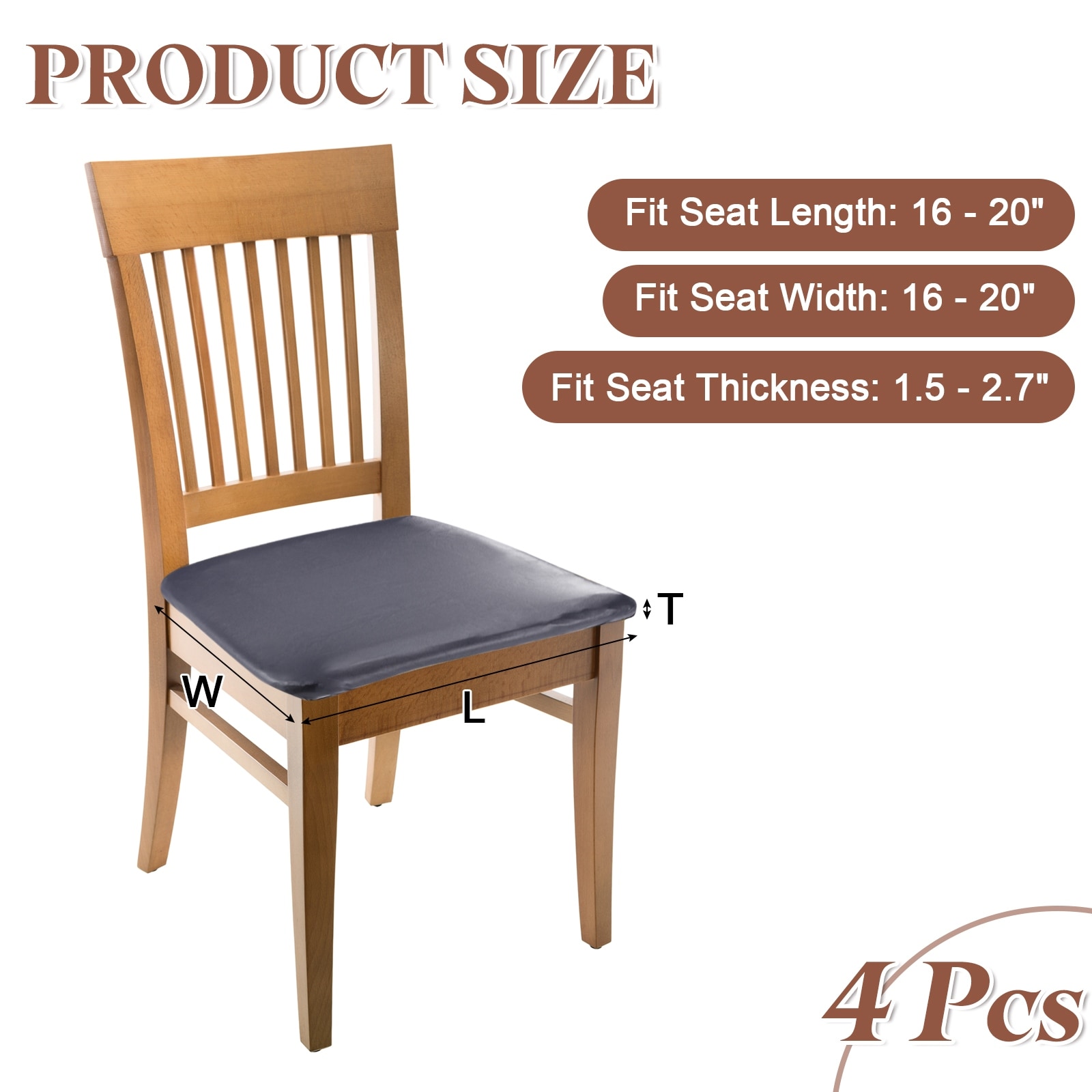 PU Dining Chair Seat Covers, Stretch Chair Cushion Slipcovers, Waterproof Seat Protector for Dining Room