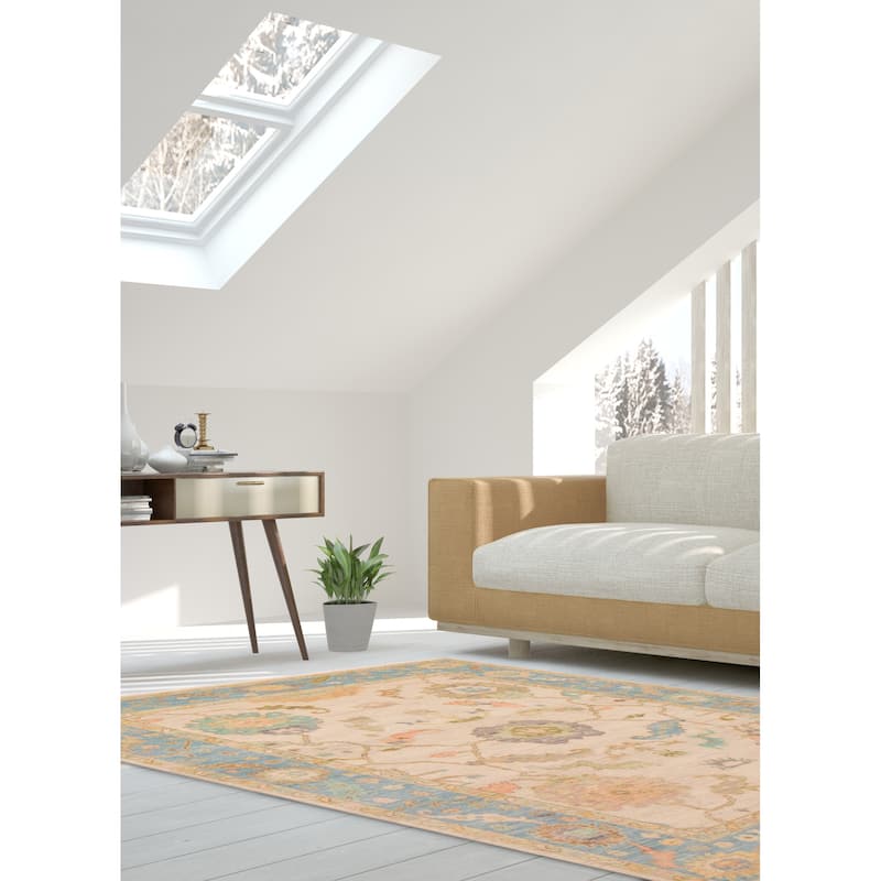 ECARPETGALLERY Hand-knotted Modern Oushak Ivory Wool Rug - 7' 11" x 10' 6"