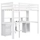 preview thumbnail 12 of 10, Loft White Bed with Charging Shelves Desks Light Drawers Cabinet Tray