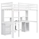 preview thumbnail 12 of 19, Loft White Bed with Shelves Desks Built-in Light Charging Station, 3 Drawers and Cabinet Underneath - Loft Bed with Bedside Tray
