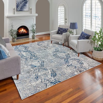Gertmenian Barga Elene Modern Geometric Blue Indoor Area Rug